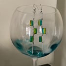 Sterling Silver Drop Earrings Green yellow