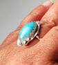 Larimar Adjustable Ring Sterling Silver Marquise Gemstone Jewellery Gift - Image 3
