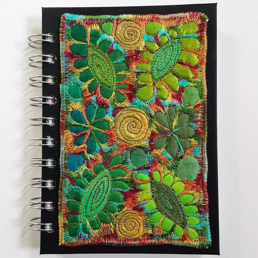 Spiral Bound A6 Sketchbook with Free Machine Embroidery Cover