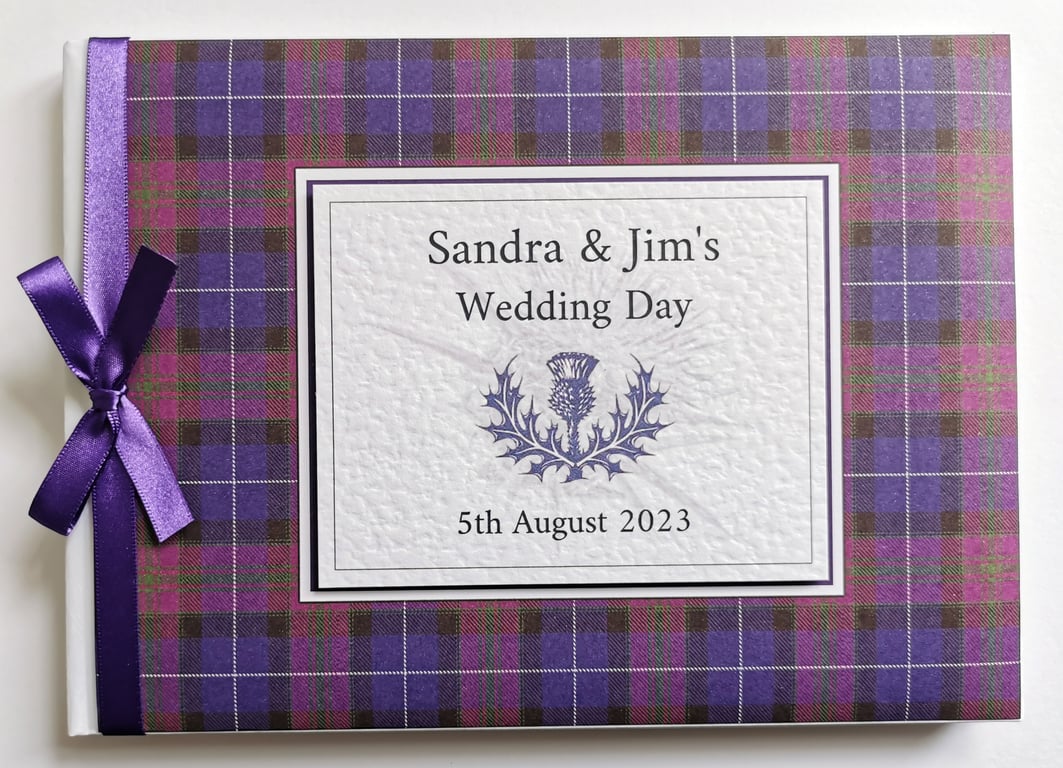Scottish Pride of Scotland tartan wedding guest book, gift