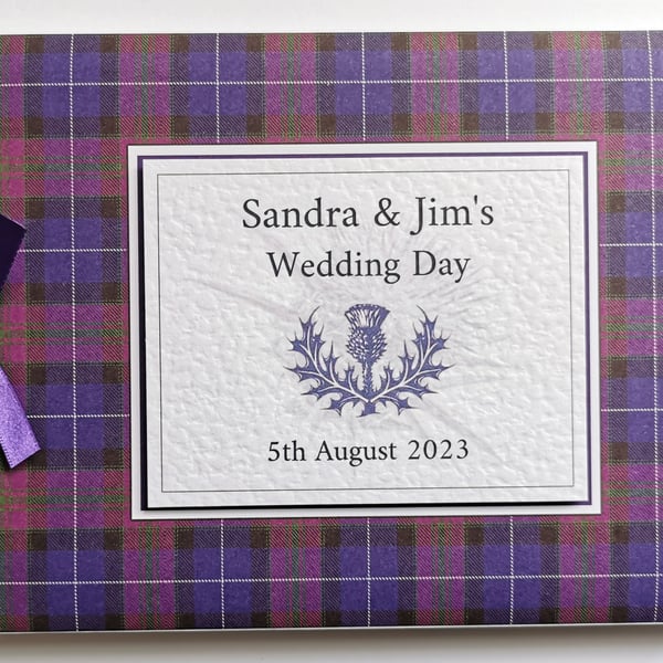 Scottish Pride of Scotland tartan wedding guest book, gift