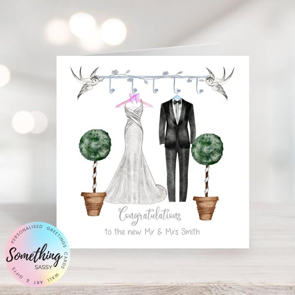 Wedding Day Card personalised for the happy couple
