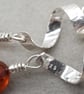 Sterling Silver Spiral Earrings With Amber Bead Drops  - Image 4