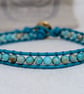 Turquoise sea sediment jasper and leather bracelet  - Image 4