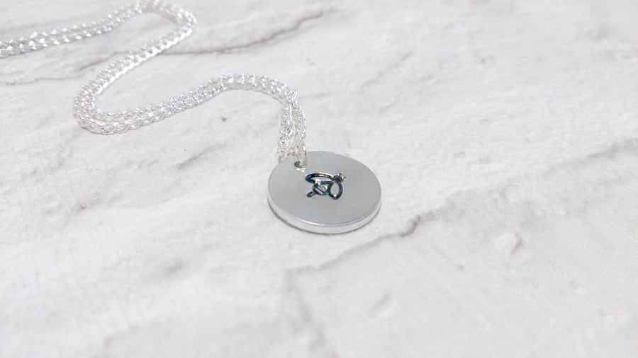 Bee Necklace, Hand Stamped