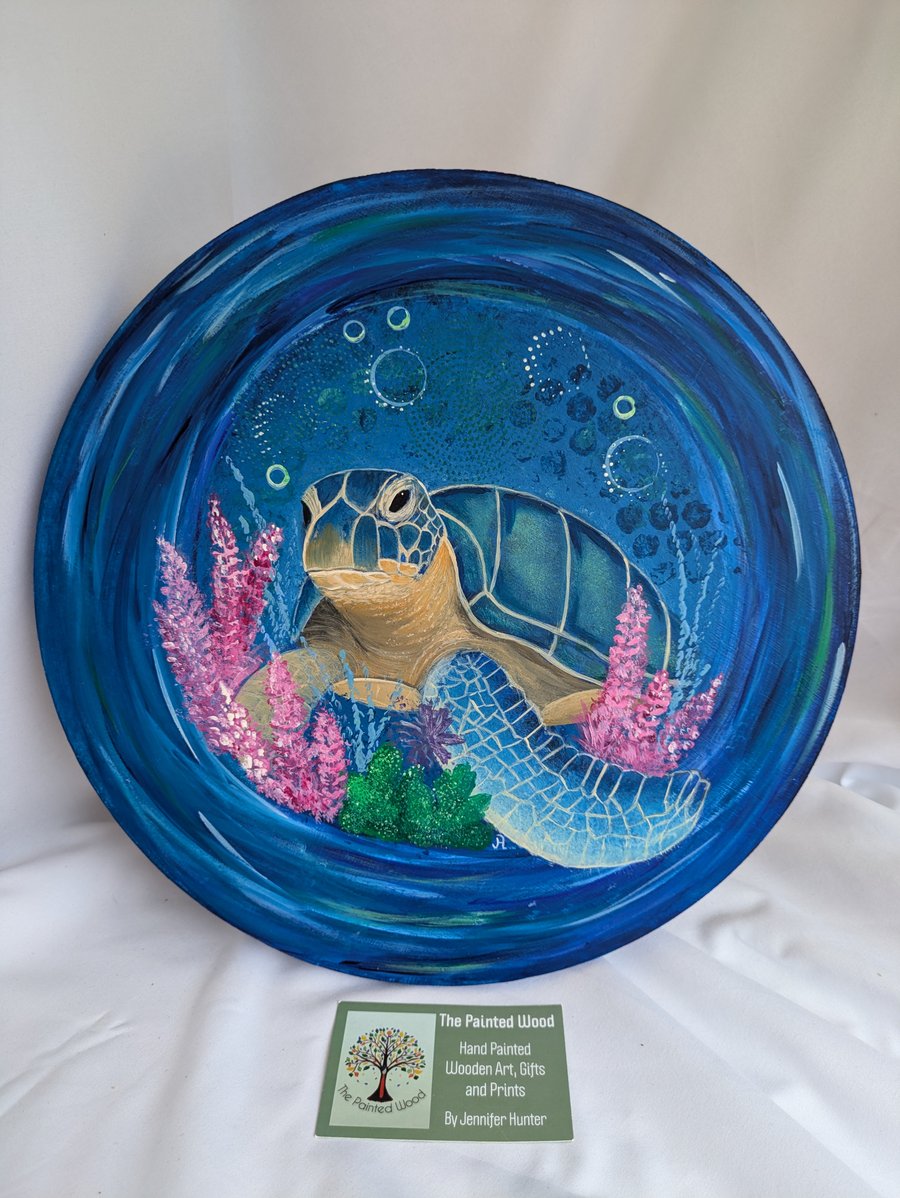 Turtle Painting on 30cm Wood Panel