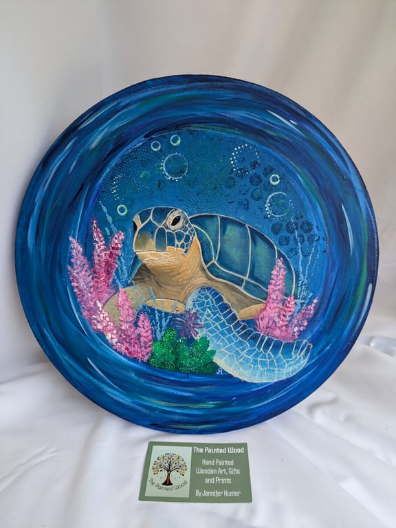 Turtle Painting on 30cm Wood Panel