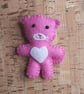 Cat Pink & White Felt Brooch. - Image 1