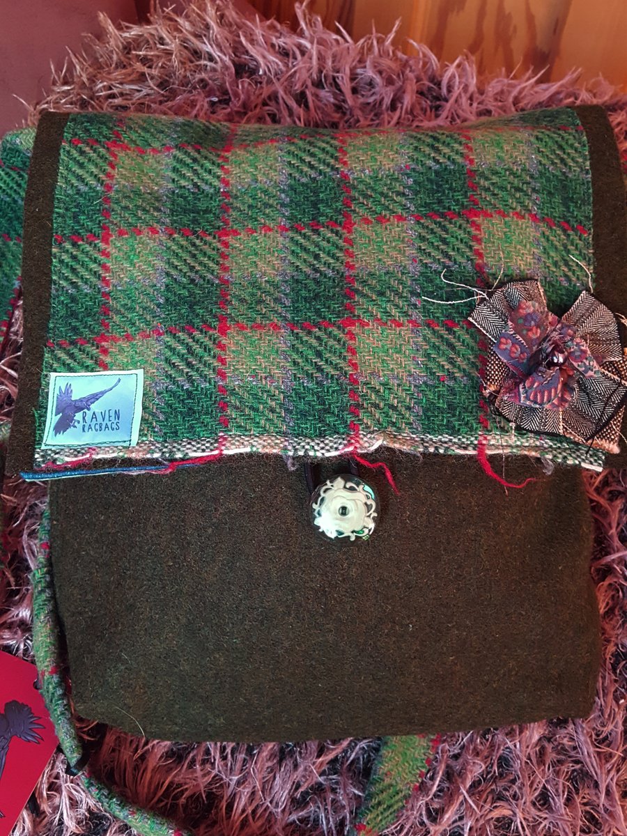 Green Tartan Wool Shoulder Bag