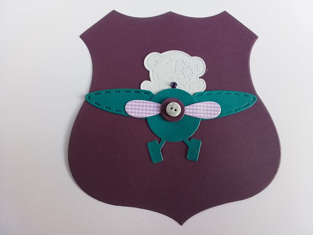 Flying Teddy card. Birthday card. Blank card. Ref 062