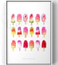 Watercolour Art Print - Fruity Ice Lollies (Family Pack)
