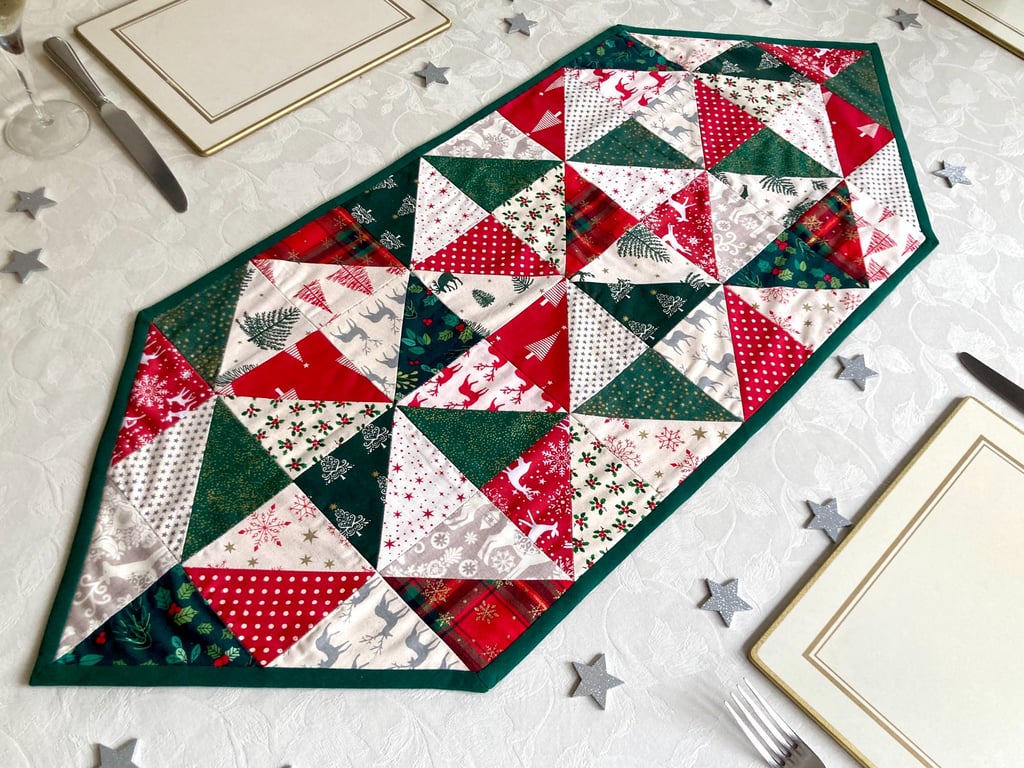 Christmas Table Runner Scandi Style Festive Fabric