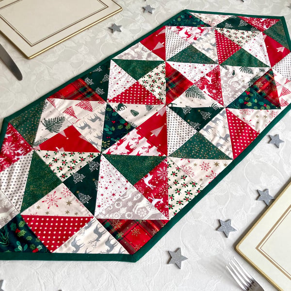 Christmas Table Runner Scandi Style Festive Fabric