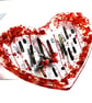 Fused Glass Valentine Heart Dish red Bordered Dichroic 15cm - Image 2