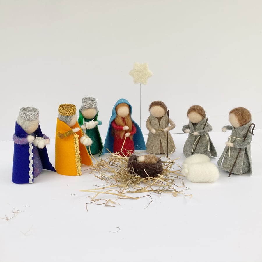 Nativity set needle felted, christmas figures