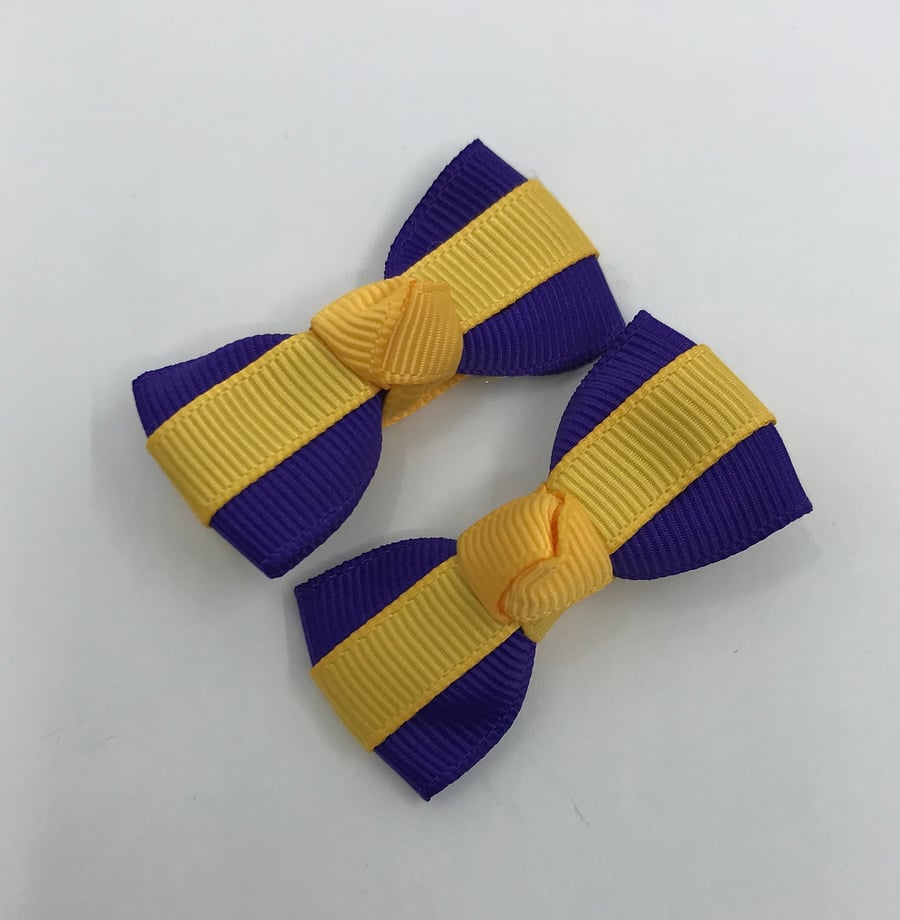 Itty Bitty Purple and Yellow Gold on Clips (pair)