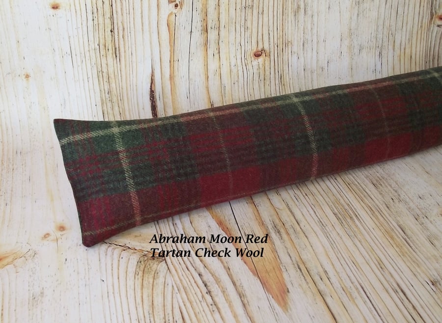 Draught Excluder 100% wool  Abraham Moon Torrin Plaid Red fabric heavyweight