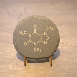 Caffeine Molecule, Laser engraved Slate Coaster