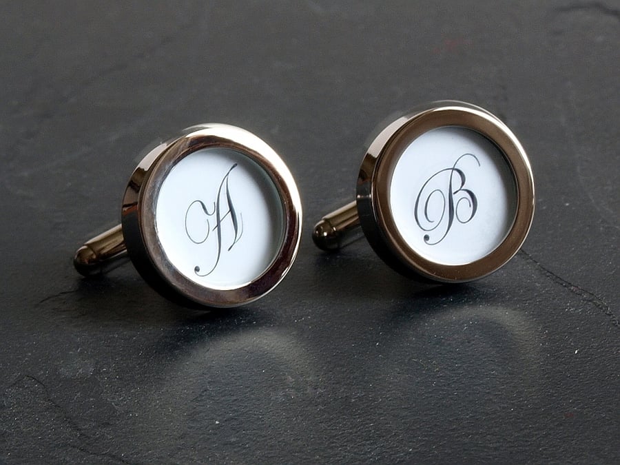 Monogram Cufflinks Beautiful Initial Cufflinks with Your Choice of Lettering
