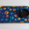 Perfectly imperfect Cat or Dog Placemat in blue with paw print design