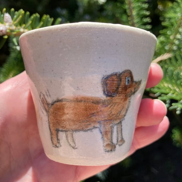 Small cup with dogs and bone