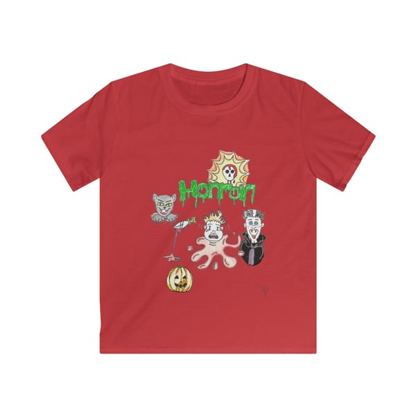 Horror Halloween Thriller Fun Kids Softstyle Tshirt by Bikabunny
