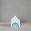 Miniature Wooden House, Rainbow House, Little House Ornament, Housewarming Gift