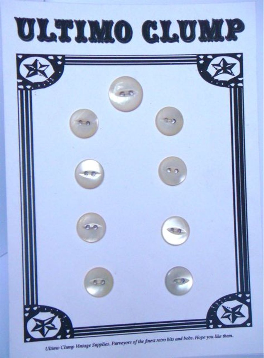9 Vintage Fish Eye Mother of Pearl Buttons