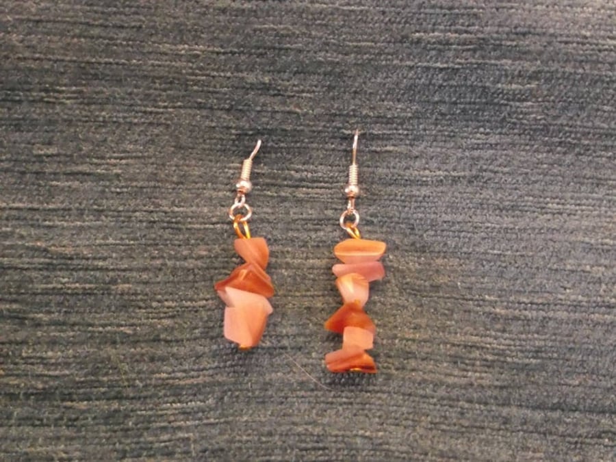 Pink Shell Bead Chip Earrings