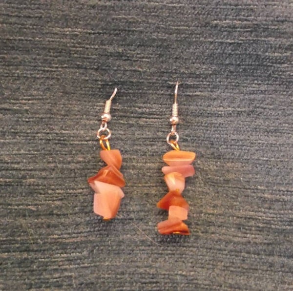 Pink Shell Bead Chip Earrings