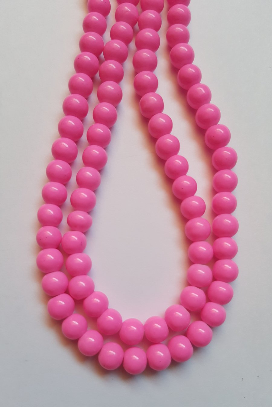 50 x Baked Glass Beads - Round - 6mm - Bright Pink 