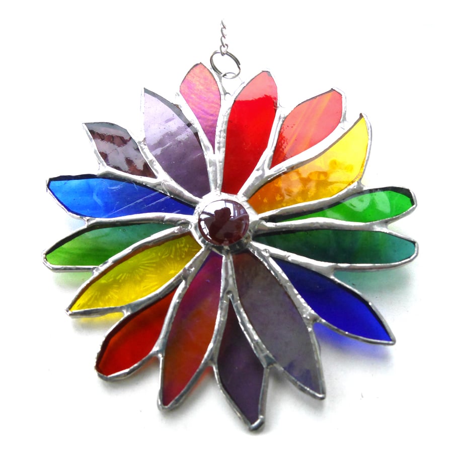 Rainbow Flower Stained Glass Suncatcher 073
