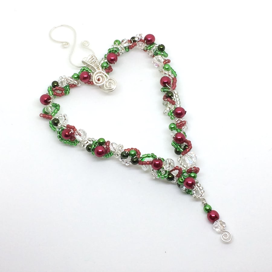 Beaded Heart Decoration, hanging decoration for the home