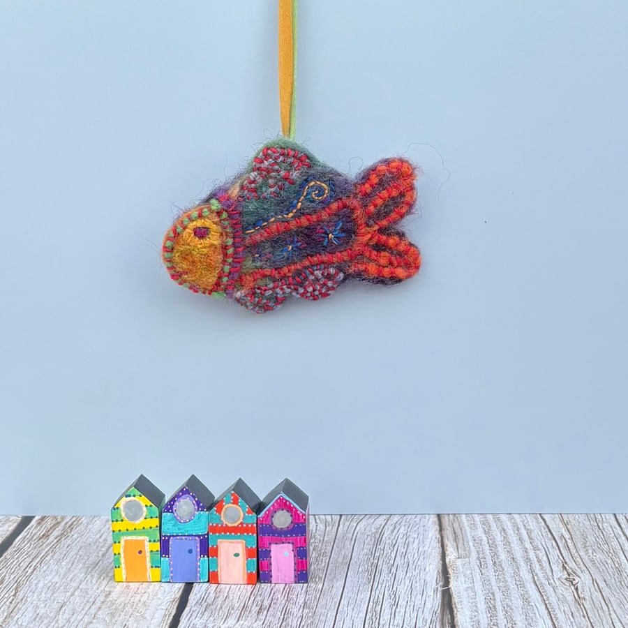 Felted hanging decoration - Bright Fish