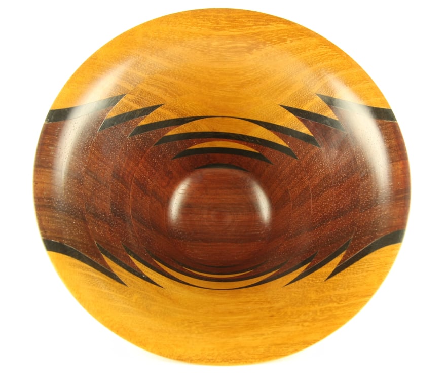 Layered Padauk Ebony Wooden Bowl, Decorative Centerpiece No. 730
