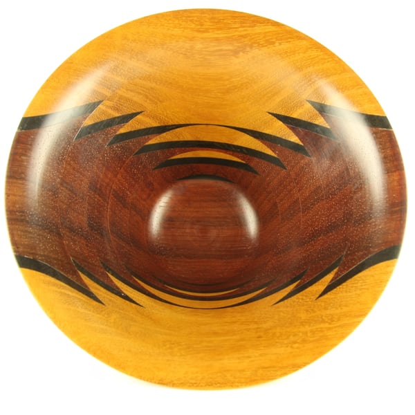 Layered Padauk Ebony Wooden Bowl, Decorative Centerpiece No. 730