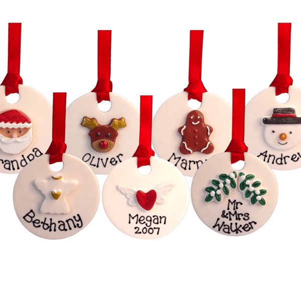 Personalised Christmas Tree Decorations, Handmade Cute Christmas Decorations 