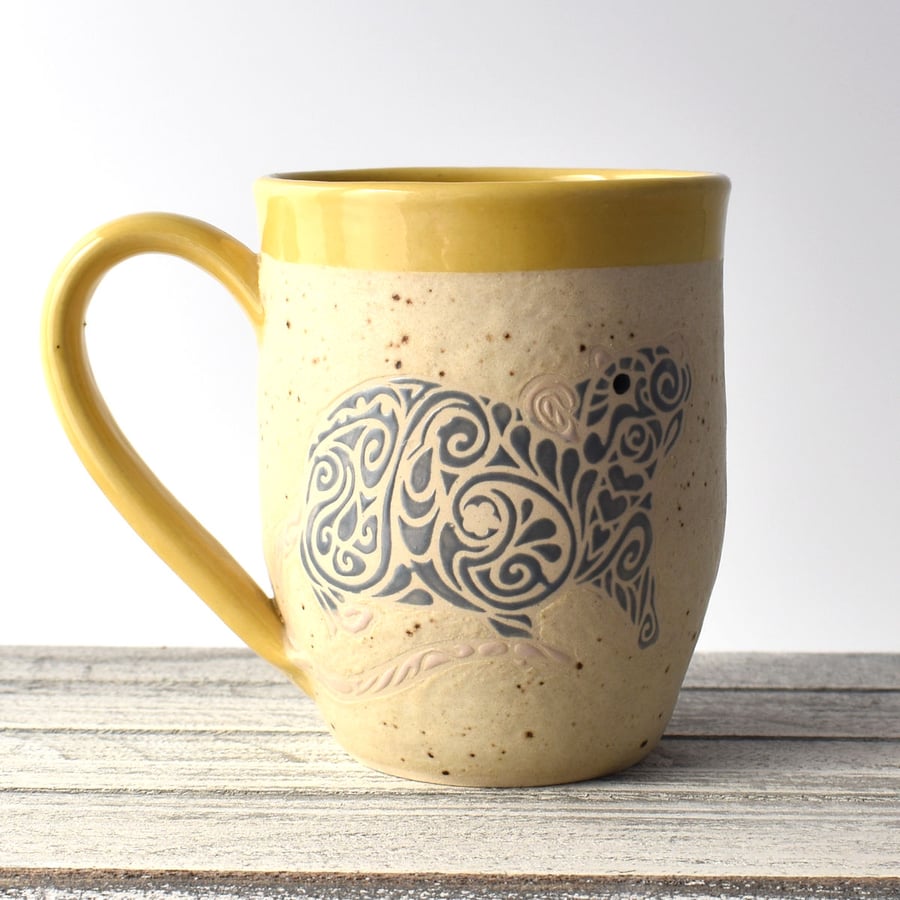 A75 Rat design handmade ceramic stoneware mug (UK postage included)