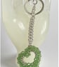 Green Crystal Open Heart Handbag Charm, with a Chainmaille Chain and Keyring  - Image 5