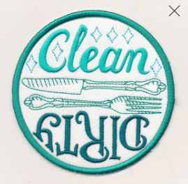 Clean or Dirty Embroidered Indicator Patch – Reversible Kitchen & Washing Patch 