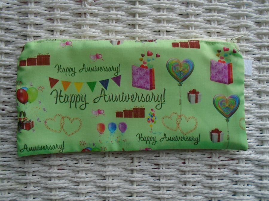 Happy Anniversary Pencil Case or Small Make Up Bag.