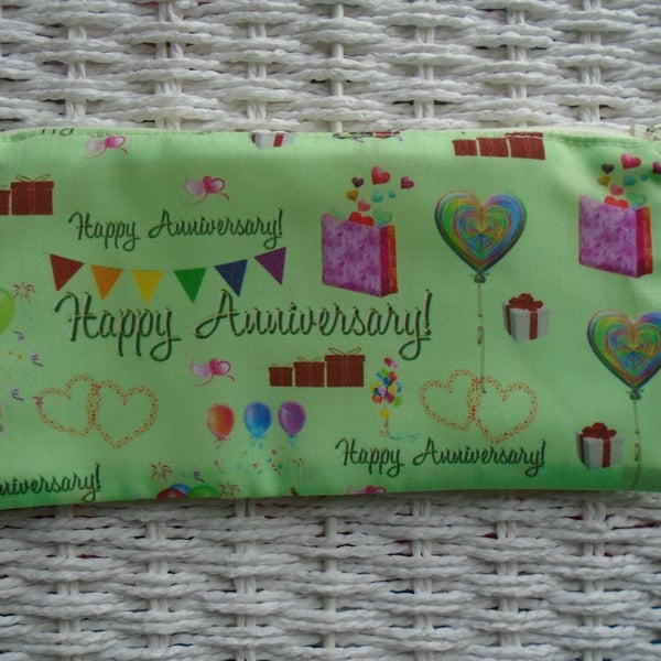 Happy Anniversary Pencil Case or Small Make Up Bag.