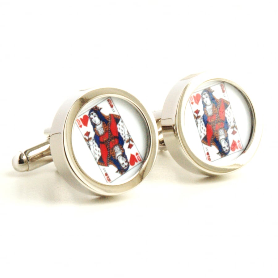 Queen of Hearts Cufflinks in a Vintage French Design