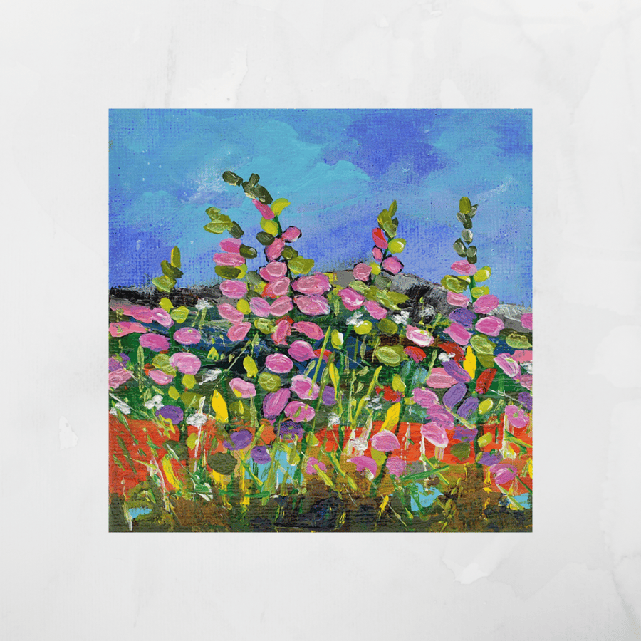 A Small Acrylic Painting of Wildflowers. Ready to Hang.