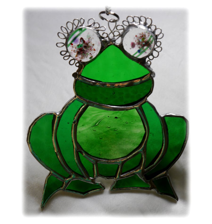 Frog Suncatcher Stained Glass Handmade 041