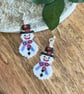 Festive Poinsettia Snowman Earrings, Beadwork Christmas Earrings - Image 8