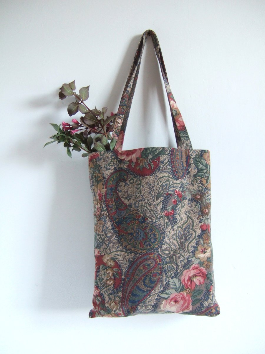 Tote bag, book bag, or foldaway shopping bag in a vintage Sanderson fabric print