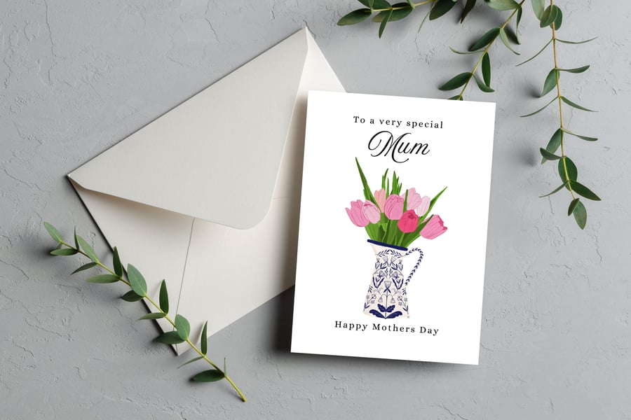 To a Very Special Mum Mother's Day Card – Tulip Vase Design