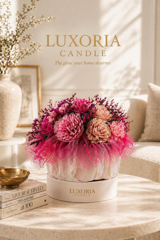 Luxury Flowerbox Candle Gift Set Large Handmade Soy Wax Candle Surprise Her With