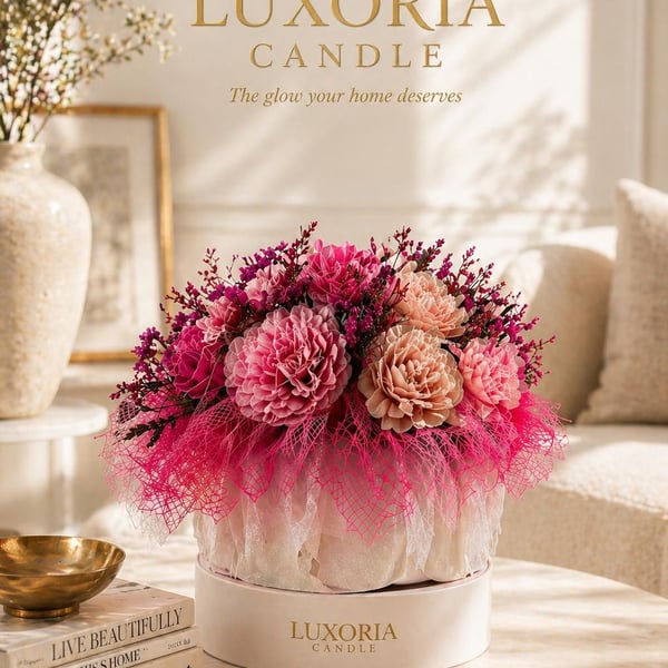 Luxury Flowerbox Candle Gift Set Large Handmade Soy Wax Candle Surprise Her With